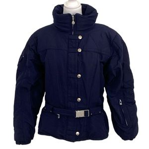 NILS Skiwear Navy Blue Packable Hood Snow Ski Snowboarding Coat
